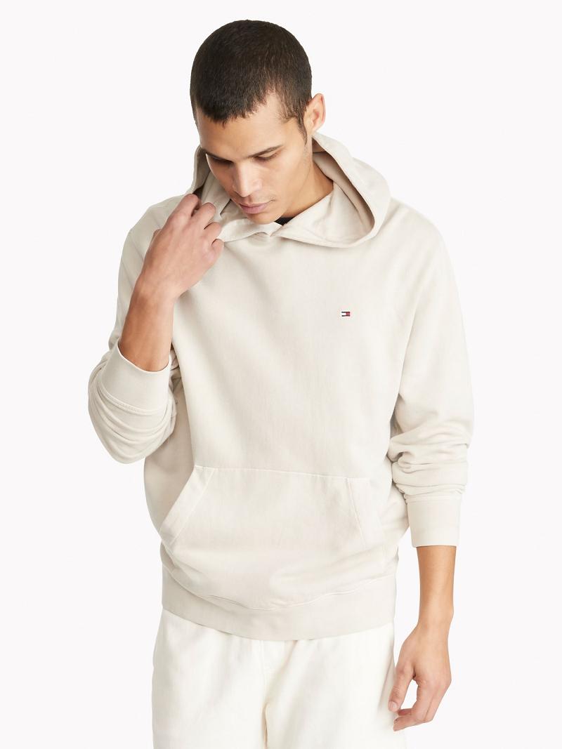 Férfi Tommy Hilfiger Solid garment-dyed Hoodies Fehér | HU 1248DFM